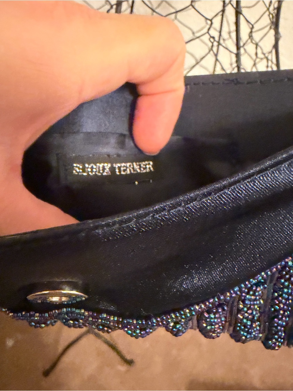 Beaded Evening Clutch - Blue - Picture 5 of 5